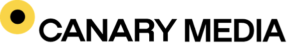 Logo of Canary Media featuring a yellow circle with a black dot on the left and the words "CANARY MEDIA" in bold black letters on the right.