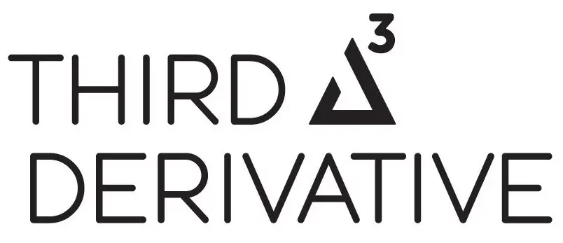 Black text logo reads "THIRD DERIVATIVE" with a triangular symbol containing "3" above it.