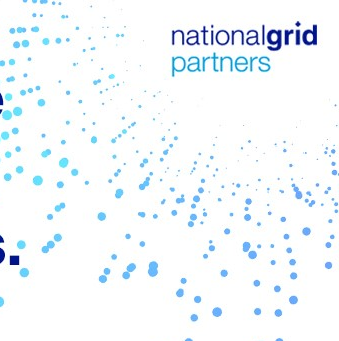 National Grid Partners logo with blue dots scattered diagonally across a white background.