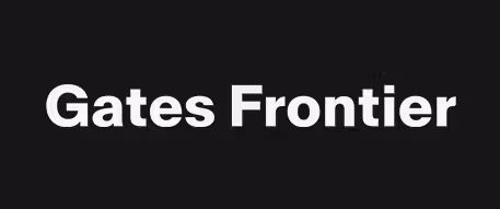 White text reading "Gates Frontier" is centered on a solid black background.
